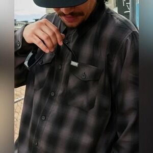 Dixxon Flannel Southgate Shirt Mens XL Black/Gray Plaid Long Sleeve Bamboo Blend